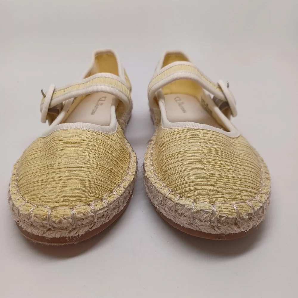 CL by Laundry Yellow Fabric Mary Jane Espadrille Flats EMS-002 Womens 6M